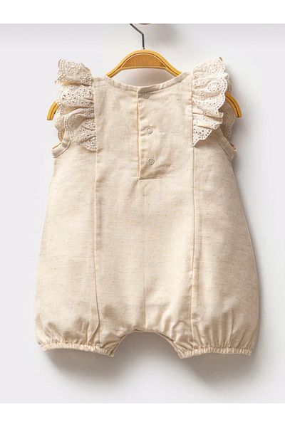 Cassiope Embroidery Ruffled Bow Jumpsuit 100% Cotton