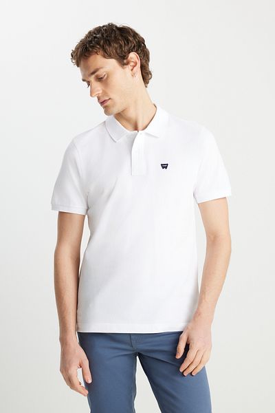 WRANGLER 100% Cotton Regular Fit Regular Cut White Polo Neck T-Shirt