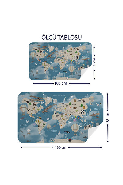 Harita Sepeti Educational World Map World Atlas Children's and Baby's Room Wall Sticker-3827