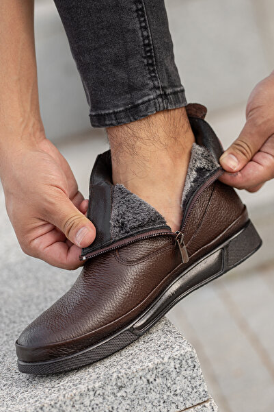 Daxtors Garantili D372 Su Ve Soğuk Geçirmez Kürklü Ortopedik Hakiki Deri Erke...