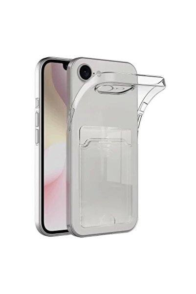 Nettech Apple iPhone 16E Compatible Card Holder Type Transparent Back Protection Case - Transparent