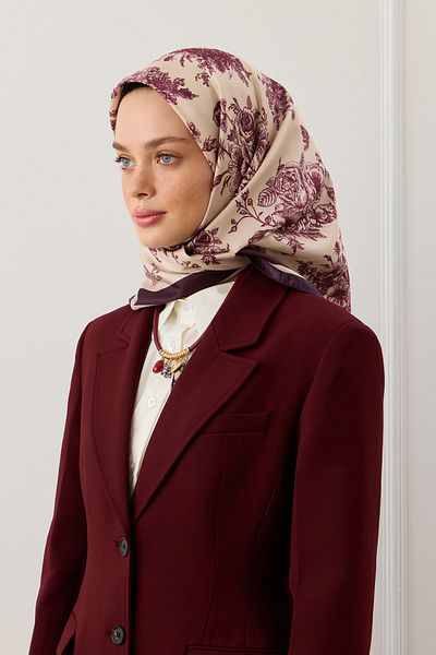 Qef Twill Silk Scarf - Eva Burgundy