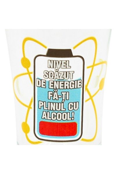 BM GİFT DESİGN Shot glass, 7cm, with the message Low energy level, fill up on alcohol!