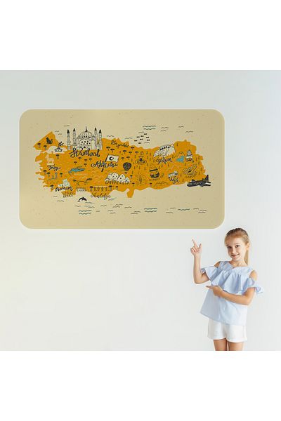 Harita Sepeti Educational and Instructional Decorative Children's Room Turkey Map Wall Sticker-3872