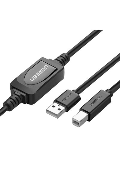 Ugreen كابل طباعة نشط USB 2.0 AM إلى BM بطول 15 مترًا | أسود