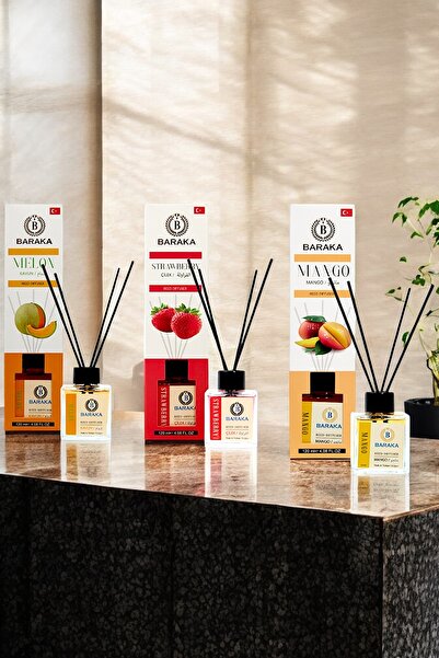 BARAKA 3'lü Avantajlı Çubuklu Oda Kokusu Seti 120 Ml ( KAVUN , ÇİLEK , MANGO )