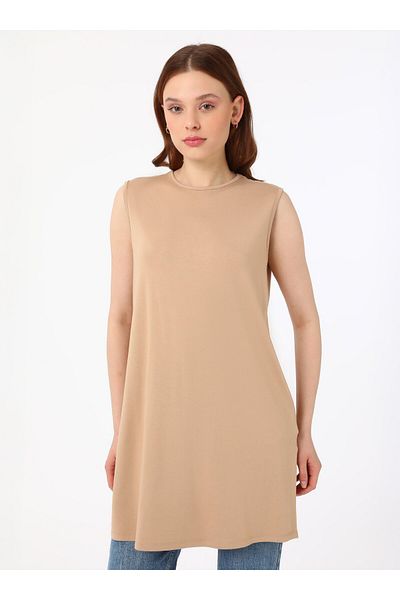 Benin Viscose Fabric Sleeveless Tunic - Beige - Benin