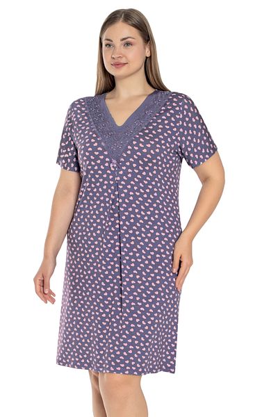 Cotpark Women's Large Size Viscose Fabric Lace Detailed Short Sleeve Nightgown 13635
