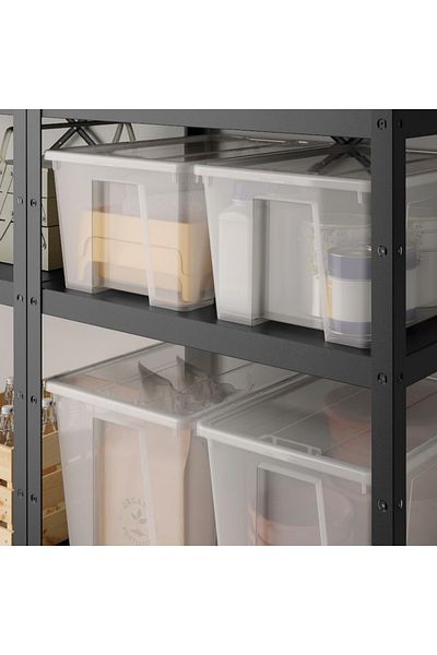 IKEA SAMLA Storage Box, Transparent, 56x39x42 cm, 65L – Durable & Stackable Organizer