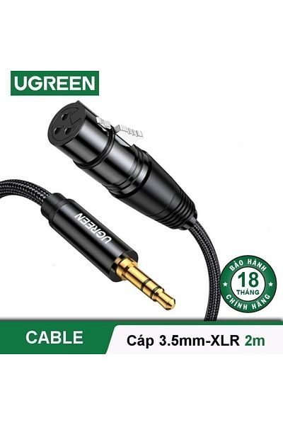 Ugreen كابل من 3.5 ذكر إلى XLR أنثى بطول 2 متر | أسود
