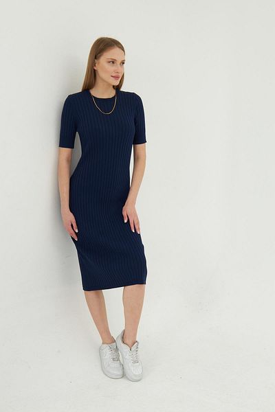 Irmak Kerekli Rochie de tricotaj cu mânecă scurtă, albastru bleumarin, pentru femei 1345