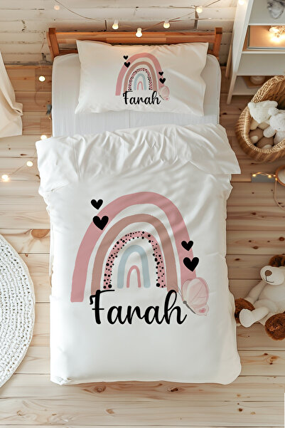 Personalized Single 100% Cotton Duvet Cover Set (160X220 cm) Heart Rainbow