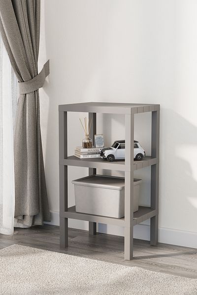 Omaş Household Product Ombeg ديكور (عادي) 3 طبقات من البلاستيك متعدد الأغراض منظم الحمام وعاء الزهور رف الكتب أنثراسايت