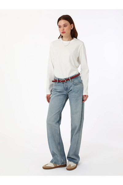 Benin Long Sleeve Cotton Fabric Basic T-Shirt - White - Benin
