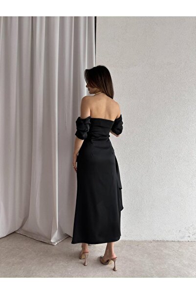 Mooi Butik Φόρεμα RİNNA Midi 4728 - Μαύρο