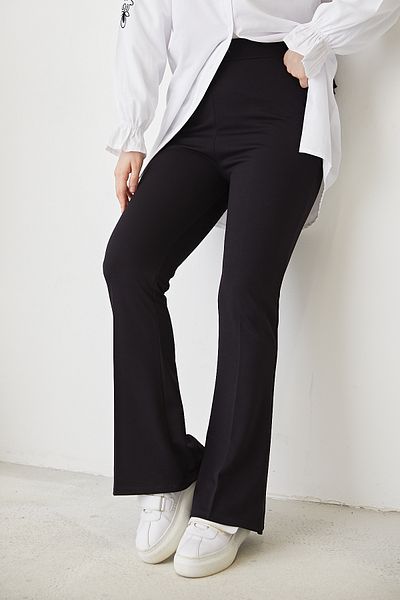 giyze Flared Leg Fabric Trousers Black 206