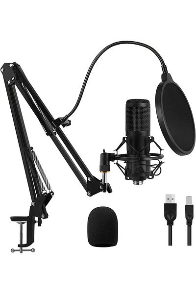 fulina Professional Studio Mic Set,Plug&Play,Accurately Capture Vocals,Adjustable Stand,192khz/24bit