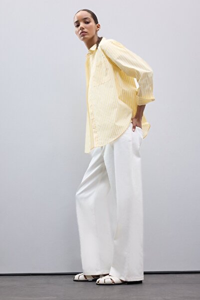 DeFacto Valentin-napi túlméretezett széles szabású csíkos poplin hosszú ujjú ing E2205ax25sp