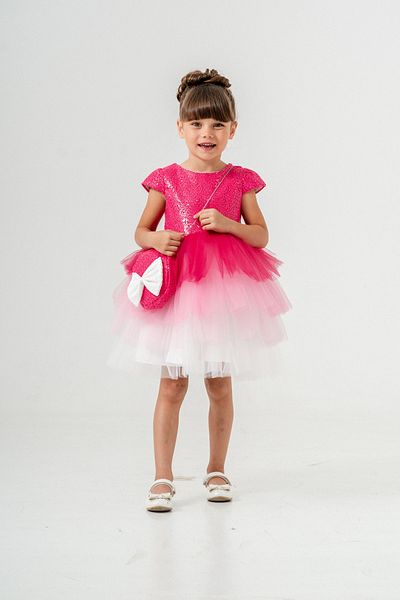 Eray Kids Τσάντα Sequins Sequin Φούστα Πολυεπίπεδη Βραδινό Φόρεμα για κορίτσια
