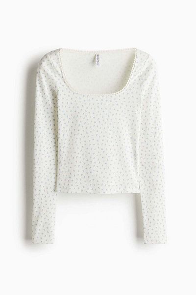 H&M Picot-trimmed cotton top