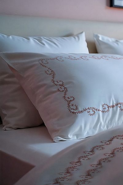 Nazik Home Set cuvertură de pilota dublu din satin de bumbac cu model Çınar, 6 piese