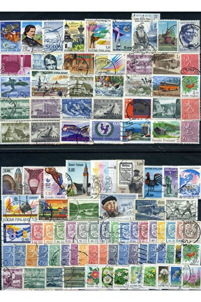 Jupiter Stamps Koleksiyon Pulları, 100 Çeşit Posta Damgalı Finlandiya Koleksi...