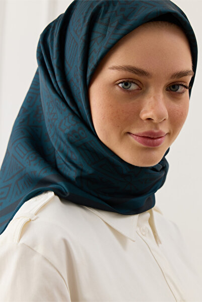 Qef Twill Silk Scarf - Tina Petrol Green