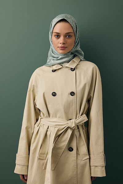 Qef Twill Silk Scarf Tina Aqua Green