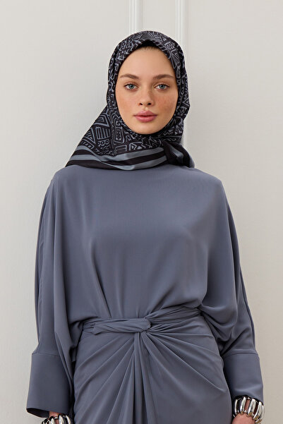 Qef Twill Silk Scarf - Tina Black