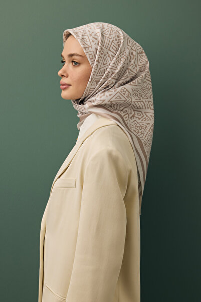 Qef Twill Silk Scarf, Beige Tina