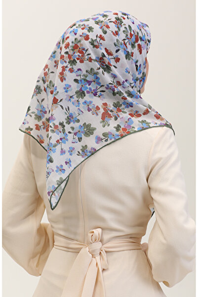 sefamerve Блакитна бавовняна хустка з візерунком 2073-02