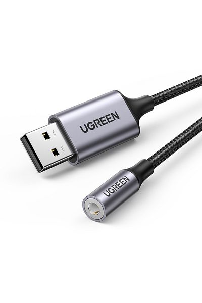 Ugreen | محول صوت ستيريو خارجي من USB-A إلى 3.5 مم | رمادي