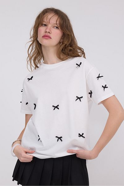 Addax Bow Detailed T-Shirt P10441