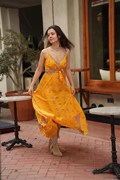Miss Boheme Sarı İpek Elbise