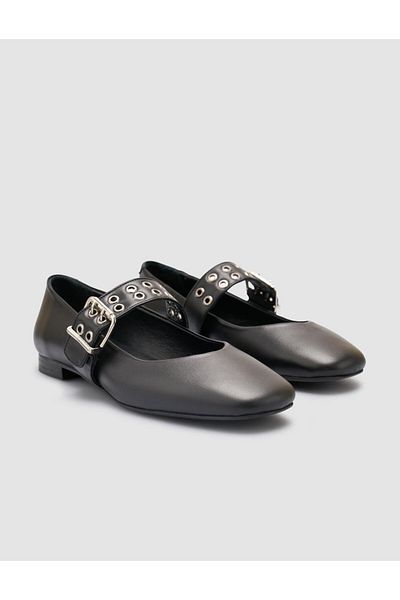 Cabani 100% Genuine Leather Black Women's Ballerinas