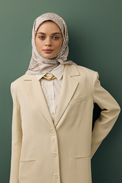 Qef Twill Silk Scarf, Beige Tina