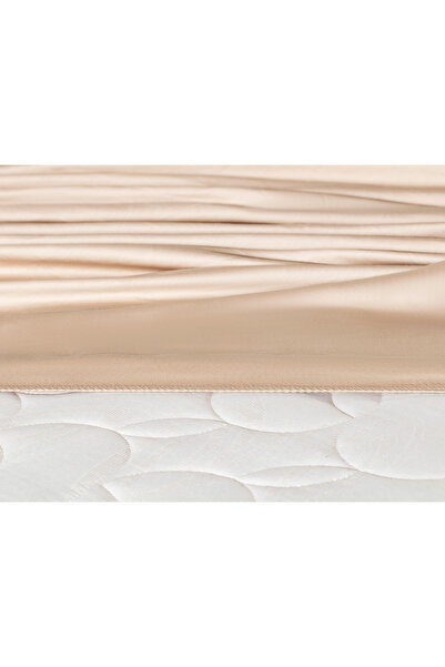 Madame Coco 100% βαμβακερό ελαστικό σεντόνι Ciel μονό σατέν - Μπεζ