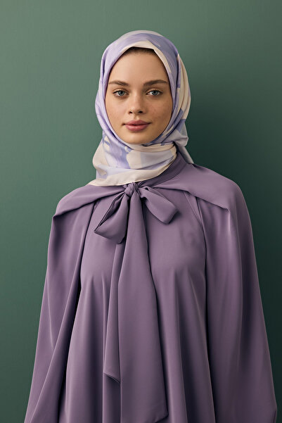 Qef Floral Violet Twill Light League Scarf