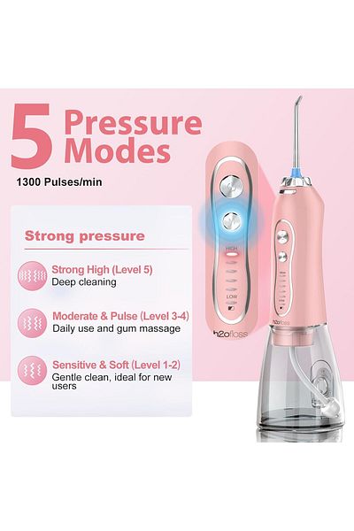 h2ofloss Water Dental Flosser Teeth Cleaner Pick-Pink