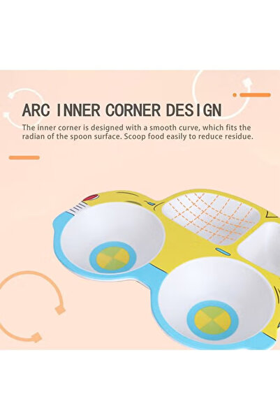 COOYA 5PCS Kids Cartoon Dinnerware Set,Natural Bamboo Fiber,BPA-free,Lightweight Durable,Not Break Easy