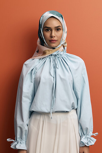 Qef Floral Motif Monkey Worn Penny Twill Silk Scarf