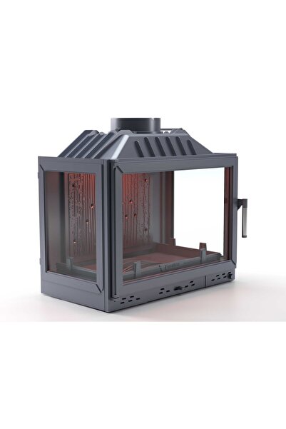 Home Döküm Şömine Haznesi Klapeli Üç Tarafı Camlı 70 cm GOLD