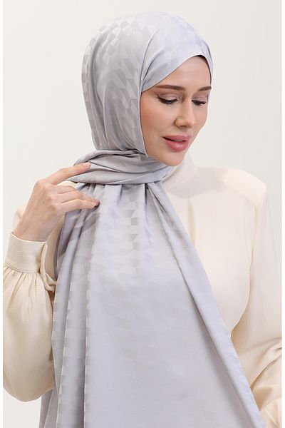 sefamerve Σάλι Koza Jacquard 90187-20 Ασημί Γκρι