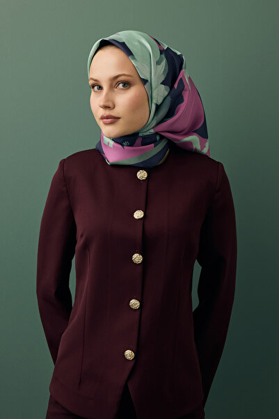 Qef Floral Aqua Green Twill Twill Scarf