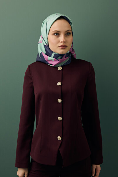 Qef Floral Aqua Green Twill Twill Scarf