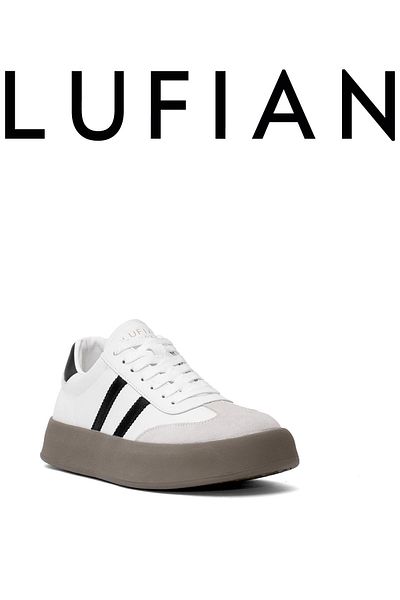 Lufian Γνήσιο δέρμα με κορδόνια casual sneaker Λευκά ανδρικά παπούτσια