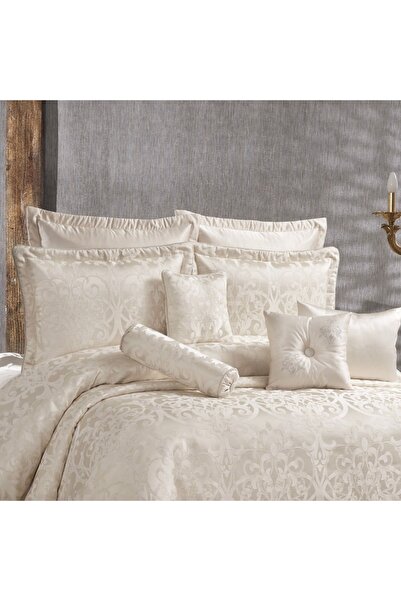 Solinas Collection Eliz Krem – Gold Simli Çeyizlik Çift Kişilik Yatak Örtüsü