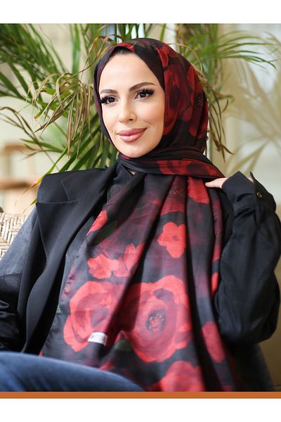 efdal şal eşarp Rosa Pattern Imported Cotton Shawl