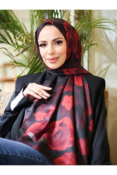 efdal şal eşarp Rosa Pattern Imported Cotton Shawl
