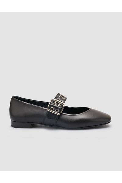 Cabani 100% Genuine Leather Black Women's Ballerinas
